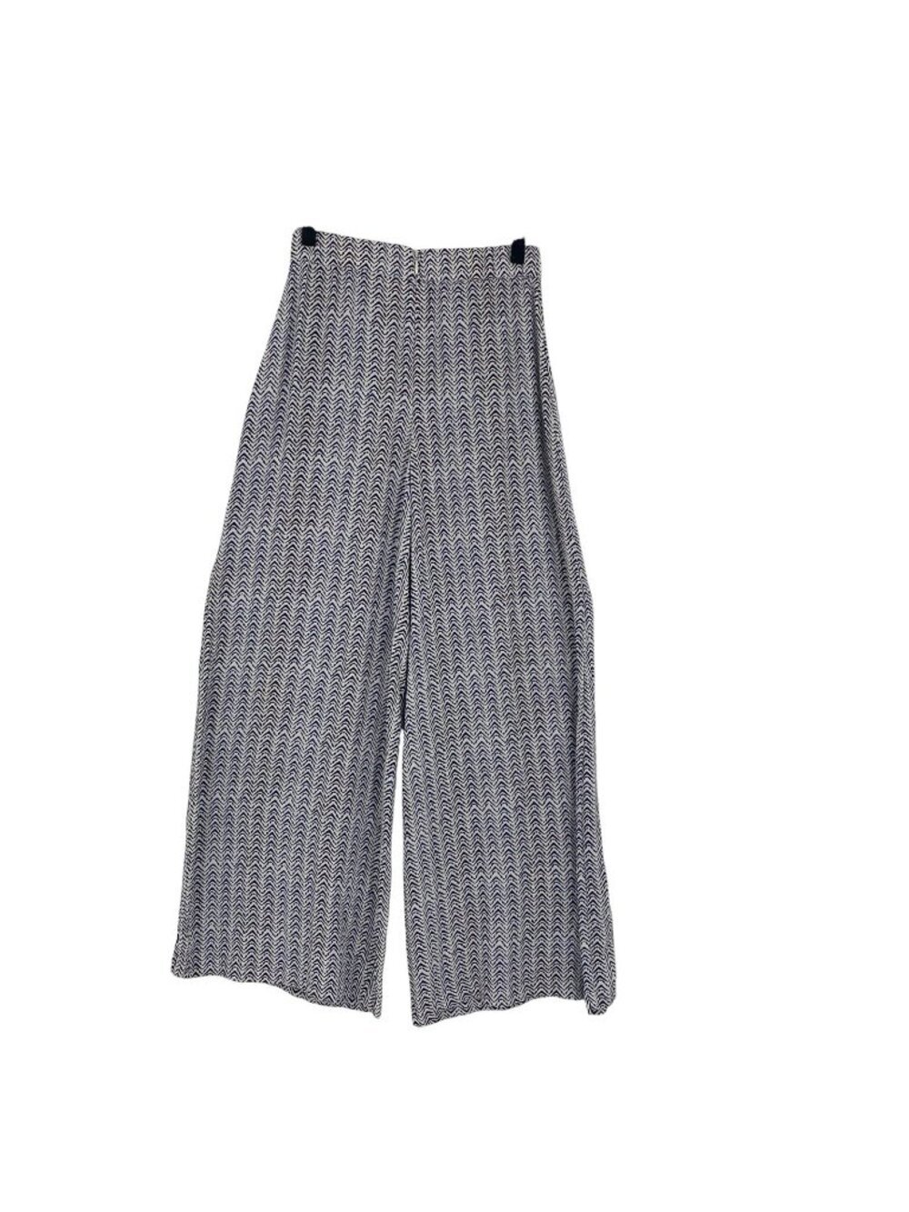 BOTEH Women Size 1 White Blue Printed Bohemian Viscose Wide Leg Pants